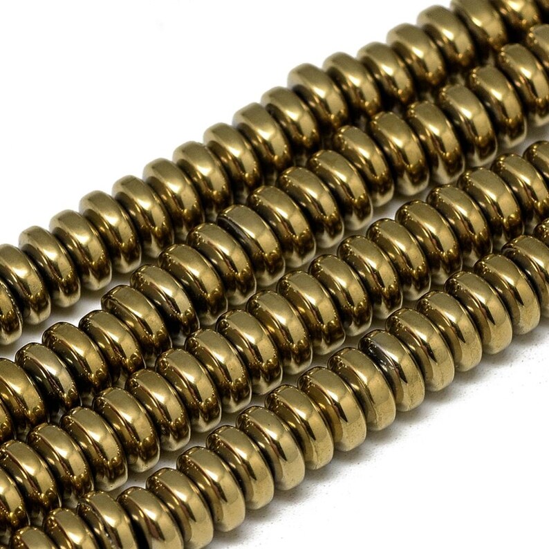 Ematite — Rondelle 6x2mm | Oro, Platino | Filo ~40 cm