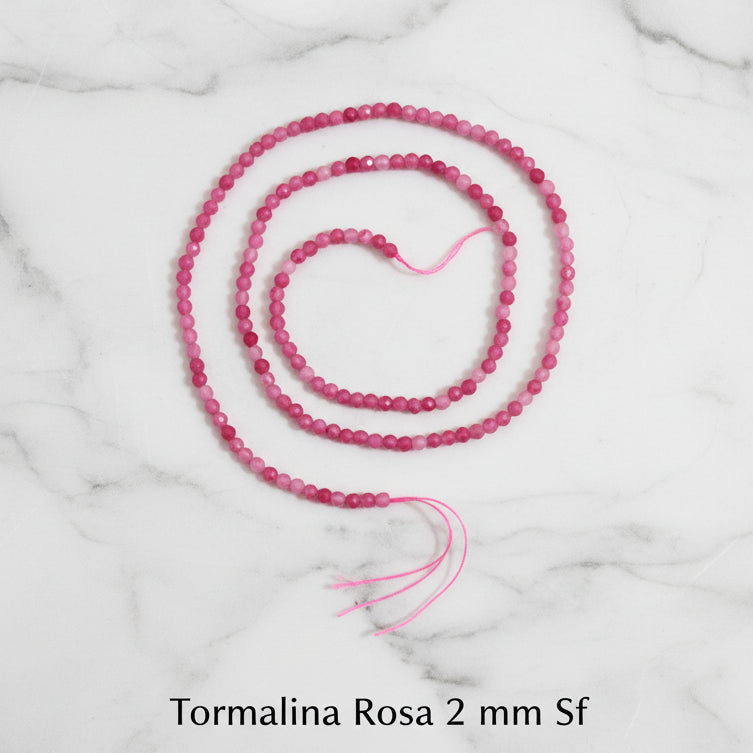 Natural Pink Tourmaline — Faceted Beads 2/3/4mm | Strand ~38 cm