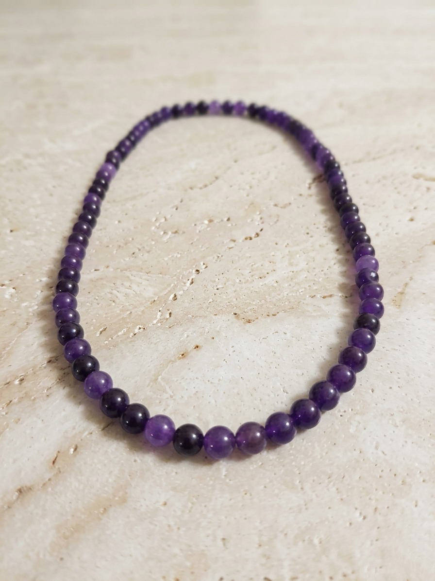 Natural Amethyst Necklace — 10mm Spheres | 75 cm