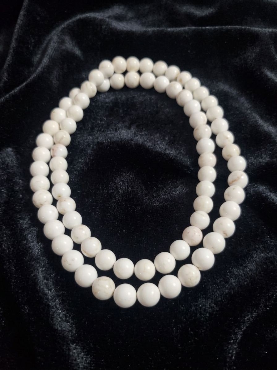 Natural Magnesite Necklace — 10mm Beads | 75 cm