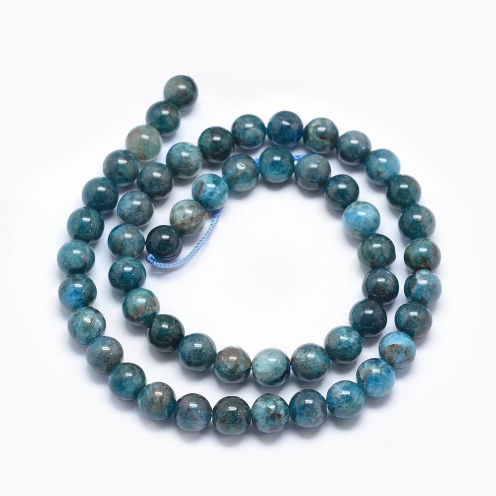 Natural Apatite — Round Beads 6.5mm | Strand ~40 cm