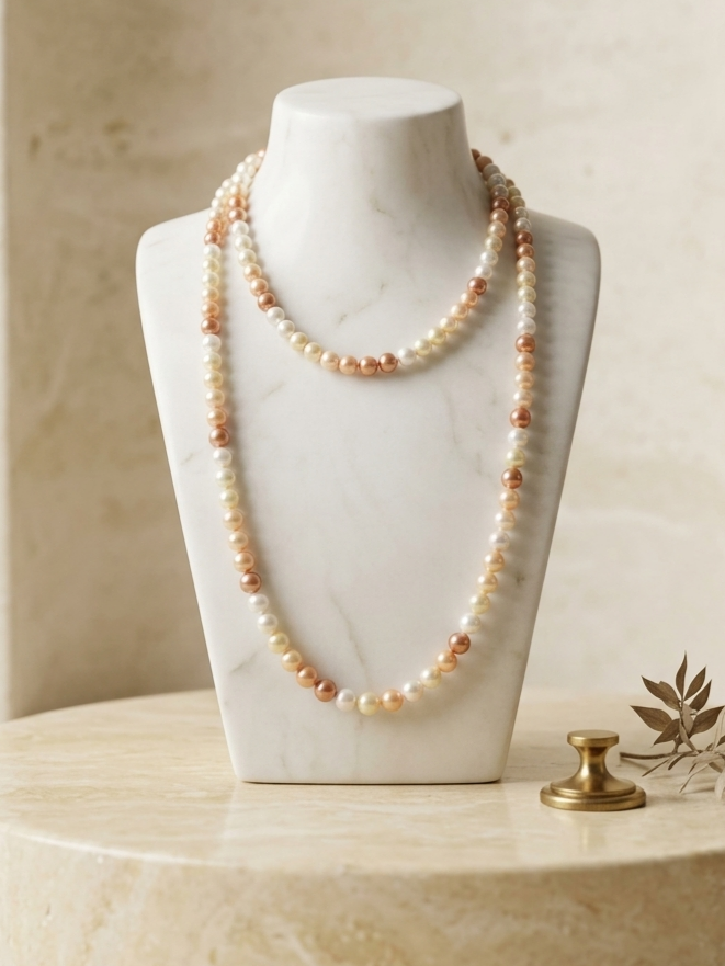 Natural Mother-of-Pearl Bead Necklace — 8mm | 120 cm