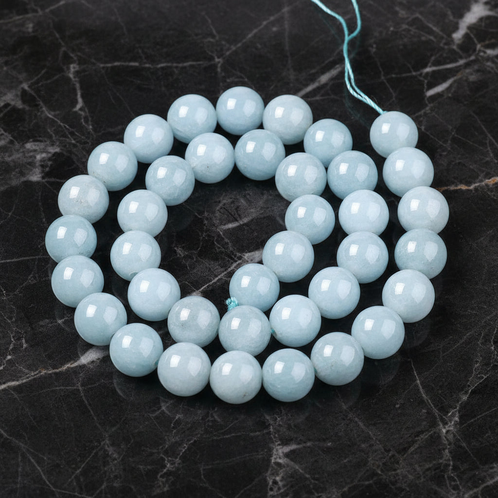 Natural Aquamarine Chalcedony — Round Beads 6/8/10/12mm | Strand ~38 cm