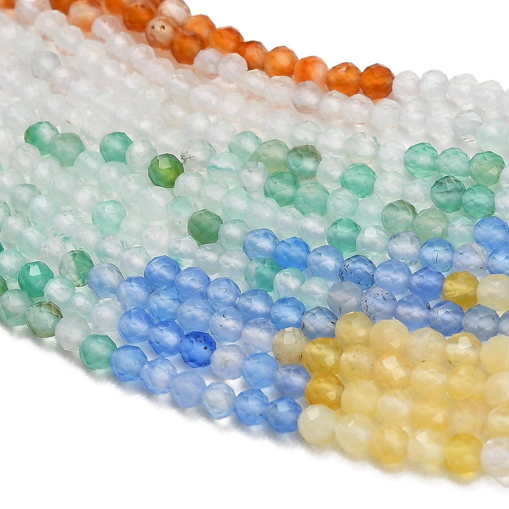 Agata Multicolori — Colori sfumati — Perline Sfaccettate 2mm | Filo ~39 cm