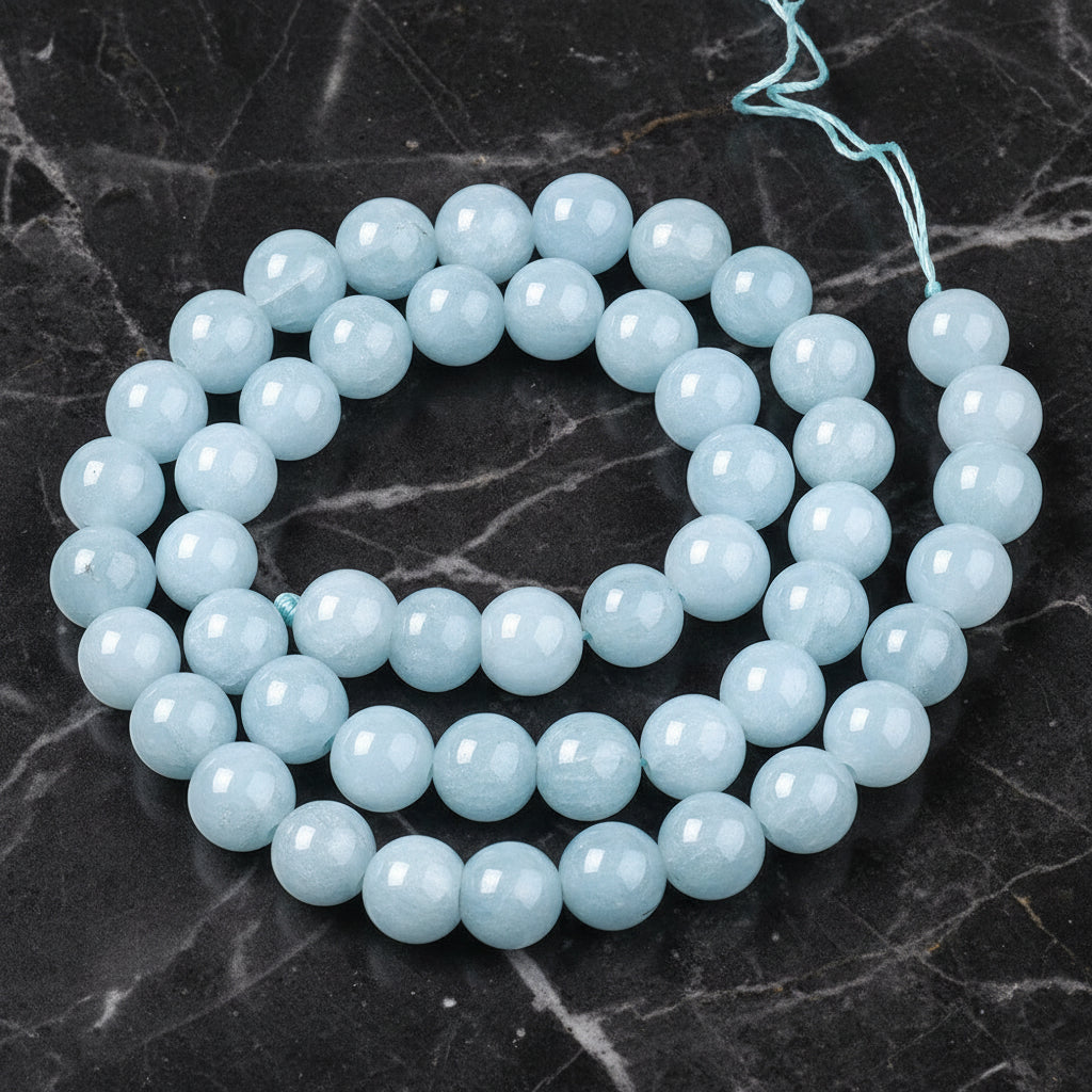 Natural Aquamarine Chalcedony — Round Beads 6/8/10/12mm | Strand ~38 cm