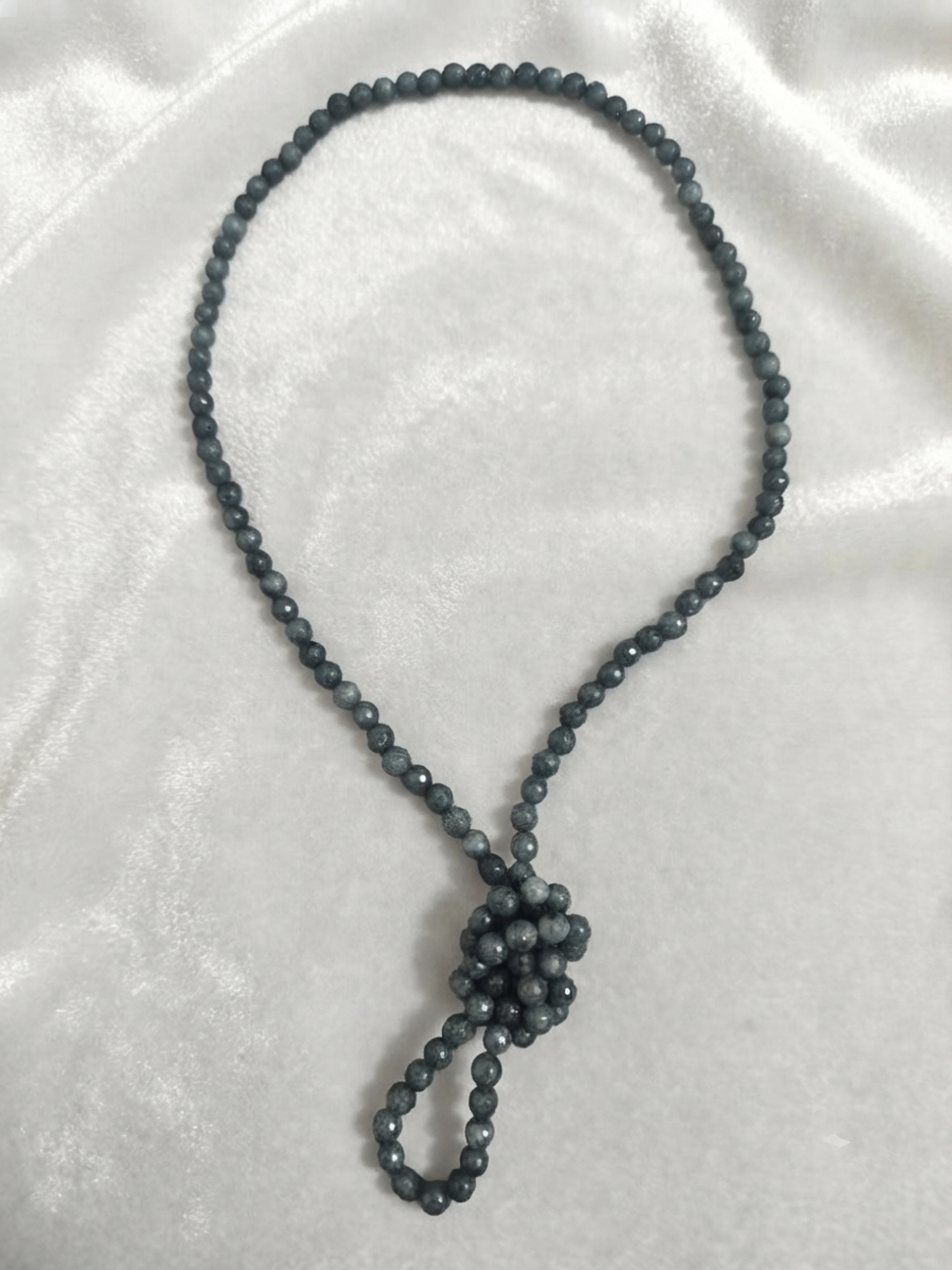 Collana di Giada Cadet Blu — Sfere Sfaccettate 8mm | 110 cm