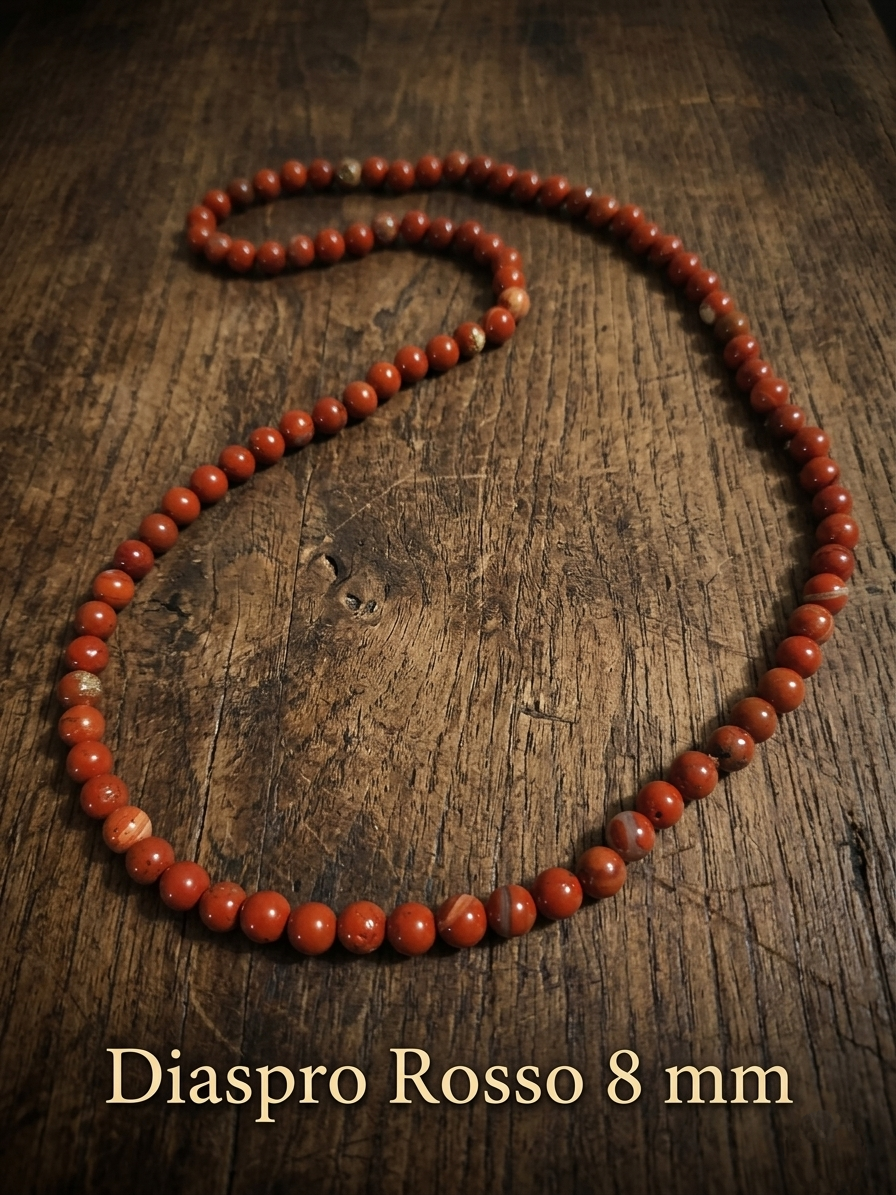 Natural Red Jasper Mala Necklace — 8mm or 10mm Beads | 75 cm
