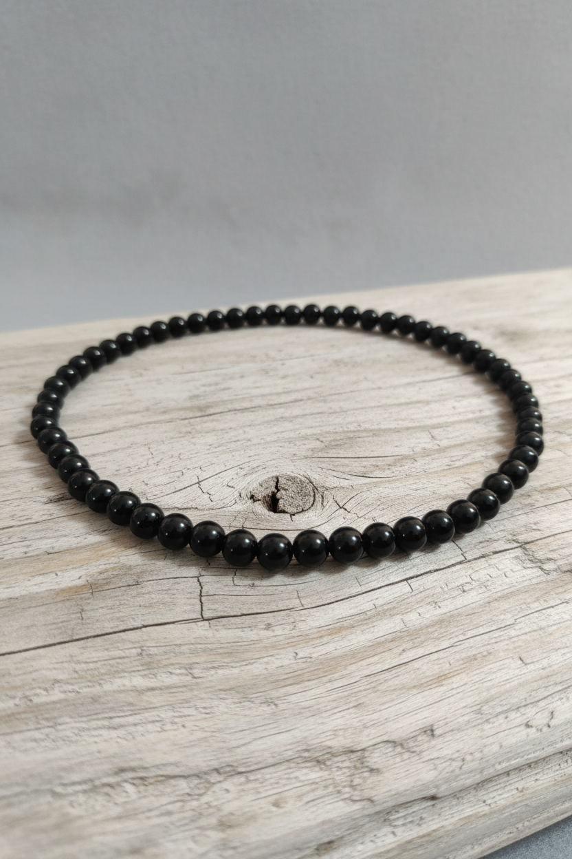 Collana di Agata Nera — Perline Tonde 8mm | 45 o 50 cm