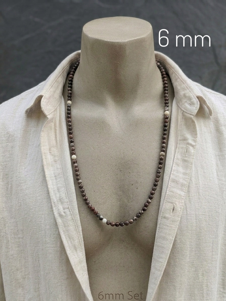 Brecciated Jasper Mala Necklace — 6/8/10mm Beads | 75 cm