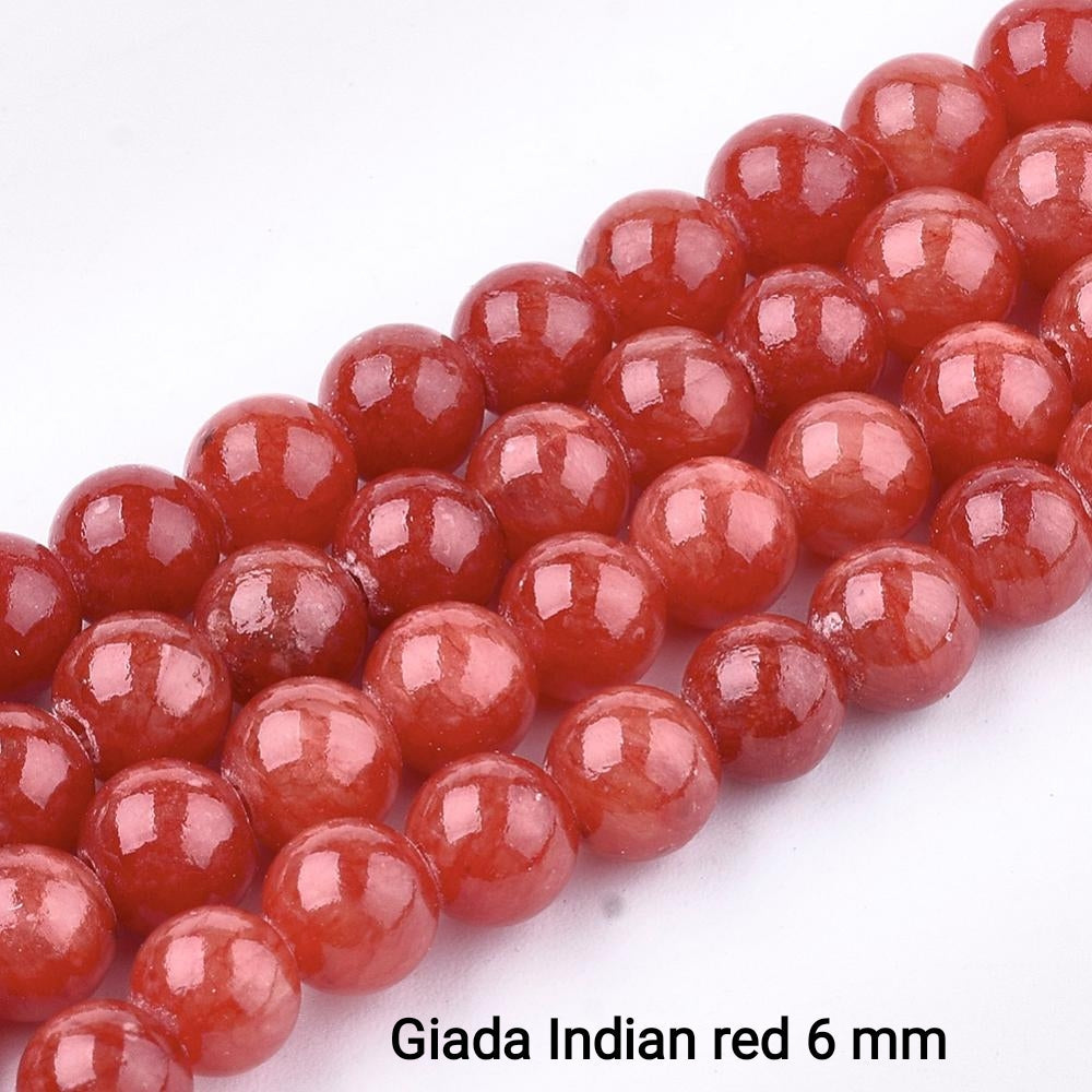 Indian Red Natural Jade — Round Beads 6/8mm | Strand ~39 cm