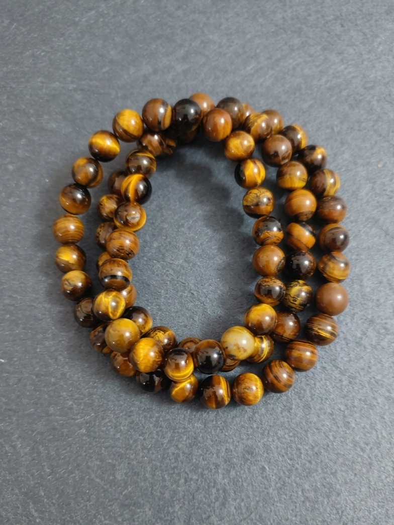Collana Mala di Occhio di Tigre  — Sfere 10mm | 75 cm