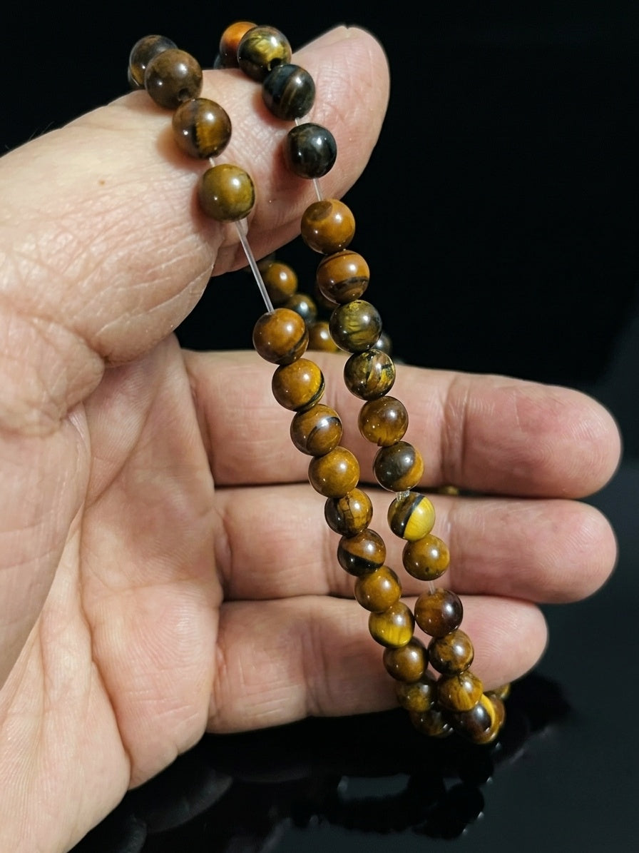 Collana Occhio di Tigre — Perline Tonde 6mm | 45 o 50 cm