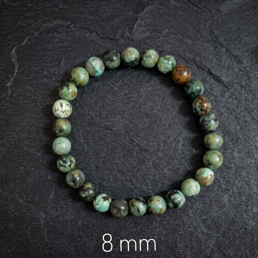 Bracciale di Turchese Africano (Diaspro) — Sfere 6/8/10mm | 18-22 cm