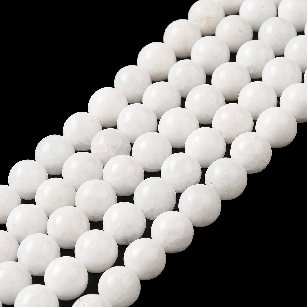 White Natural Jade — Round Beads 4/6/8mm | Strand ~39 cm
