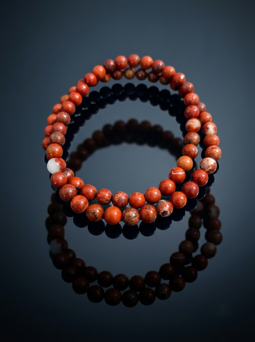 Collana di Diaspro Rosso — Perline Tonde 6mm | 45 o 50 cm
