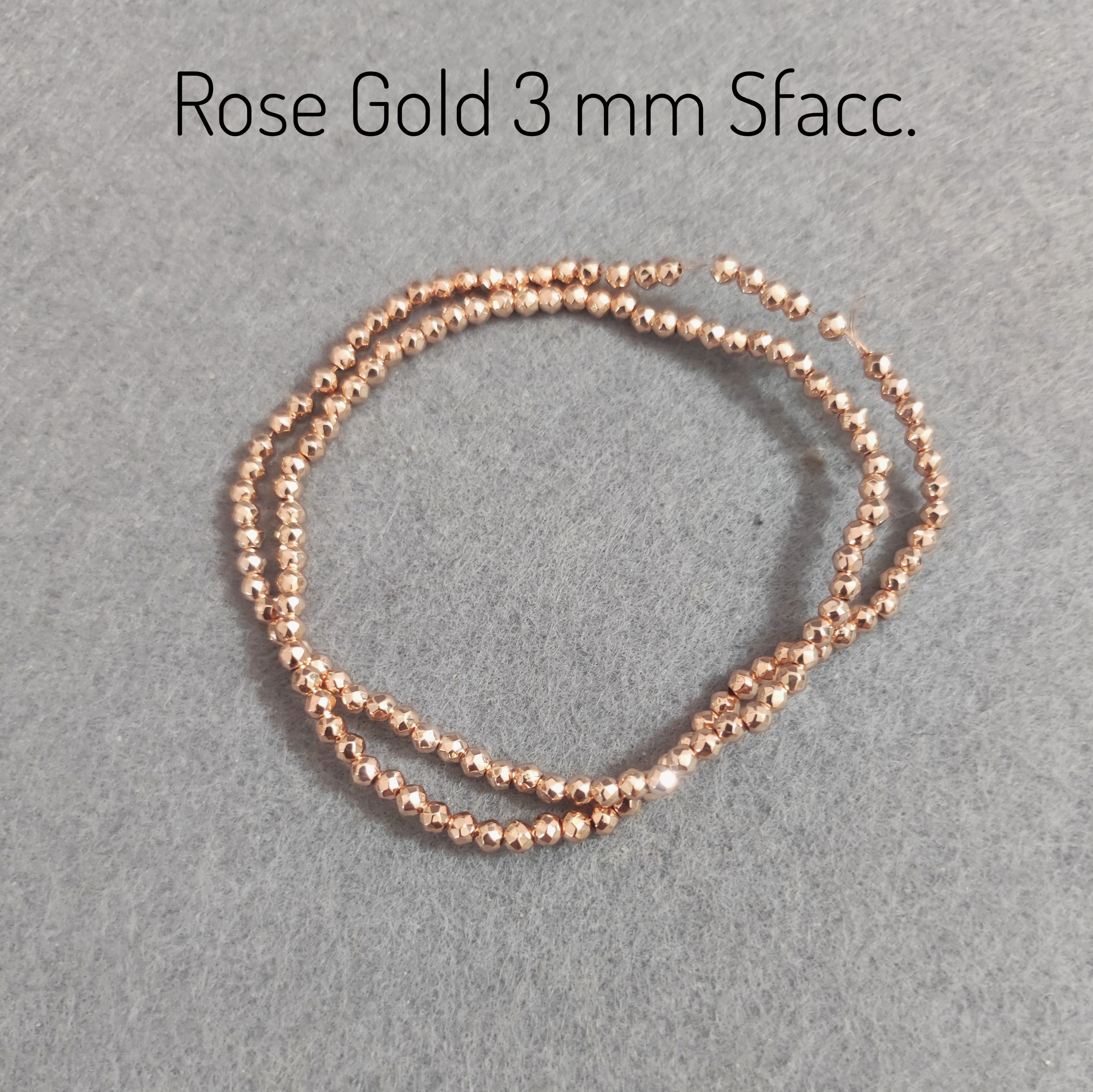 Ematite — Perline Sfaccettate 3mm | Medium Gold, Rose Gold | Filo ~40 cm