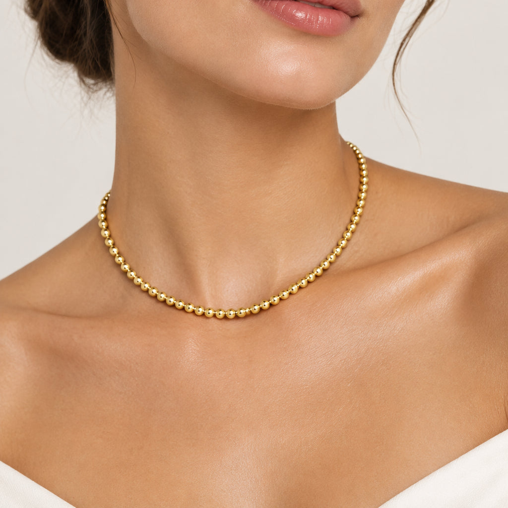 Hematite Necklace — 6mm Round Beads | Gold, Light Gold and Rose Gold | 40 or 45 cm