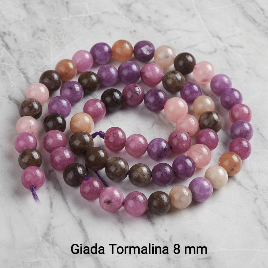 Natural Jade Tourmaline — Round Beads 6/8mm | Strand ~39 cm