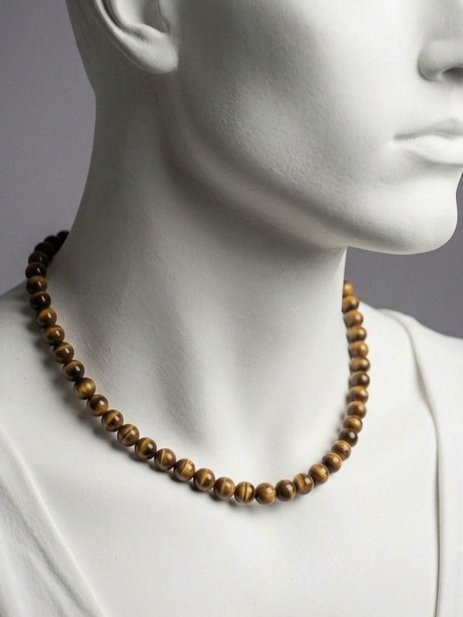 Collana Occhio di Tigre — Perline Tonde 6mm | 45 o 50 cm