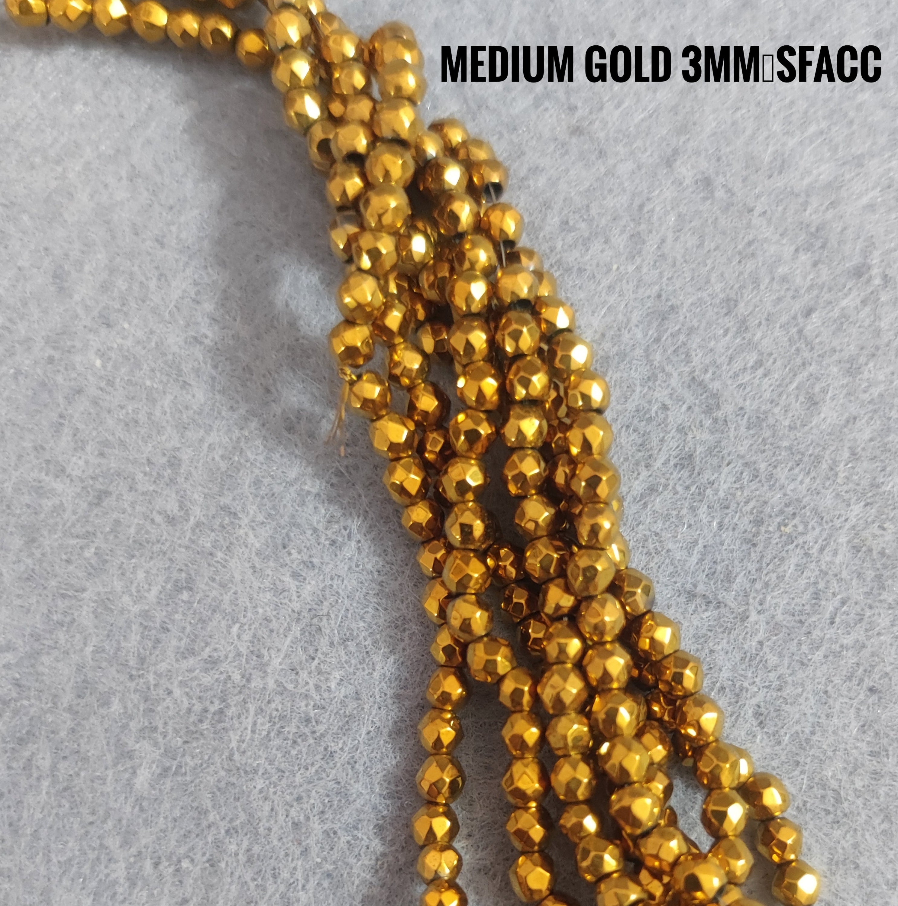 Ematite — Perline Sfaccettate 3mm | Medium Gold, Rose Gold | Filo ~40 cm