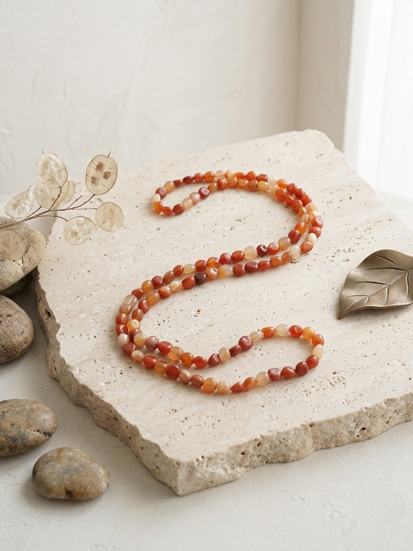 Brazilian Red Agate Necklace — Nuggets 10x12mm | 120 cm
