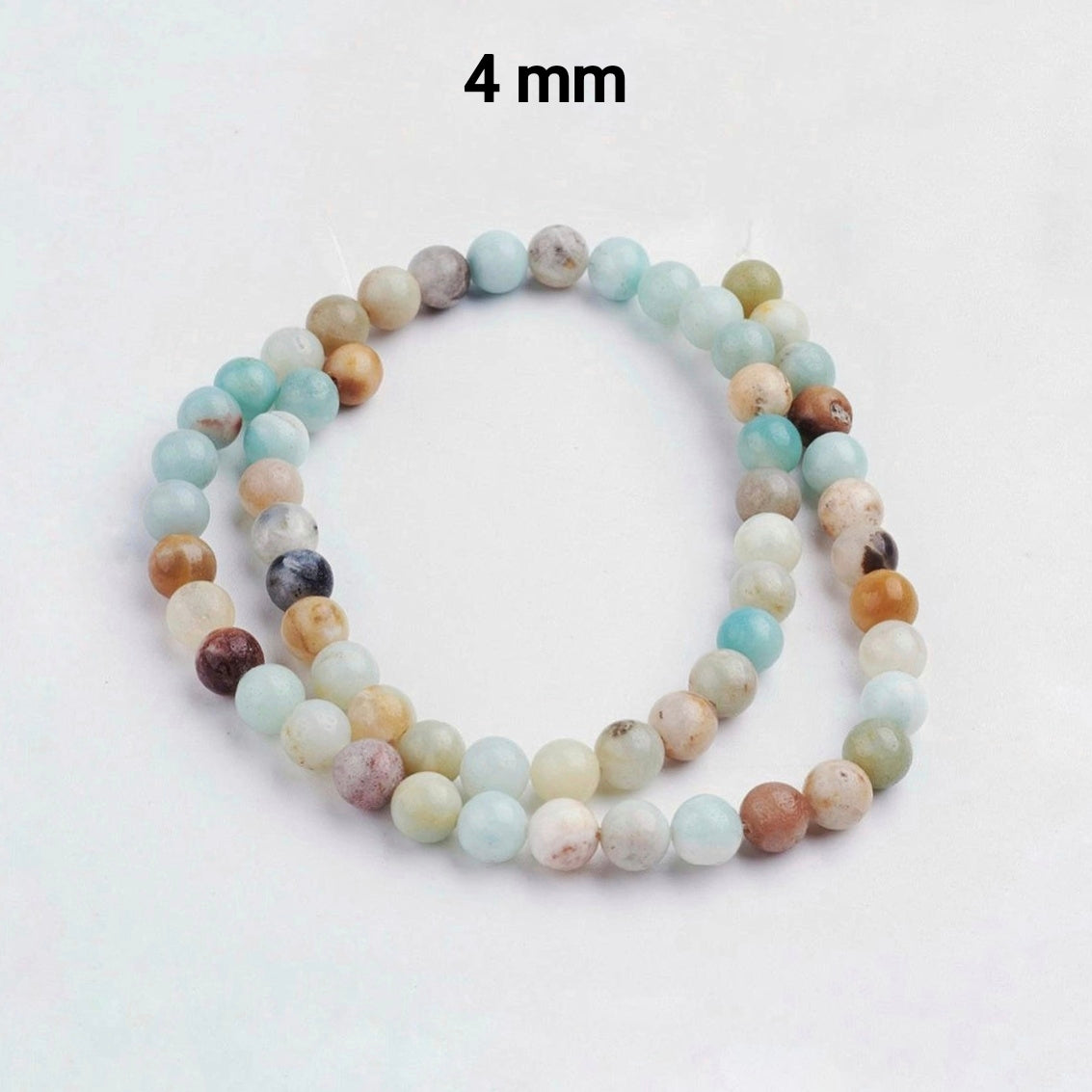 Fleur Amazonite Naturelle — Perles Rondes 4/6/8/10mm | Fil ~38 cm