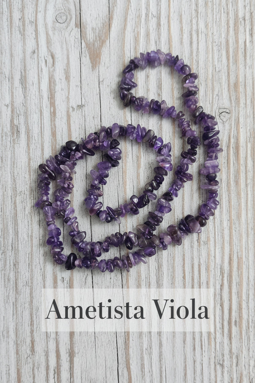 Collana Chips di Pietre Naturali — Ametista, Amazzonite, Fluorite, Lapislazzuli e molte altre | 80 cm