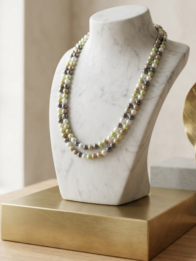 Collana di Perle di Madreperla Naturale — 8mm | 120 cm.