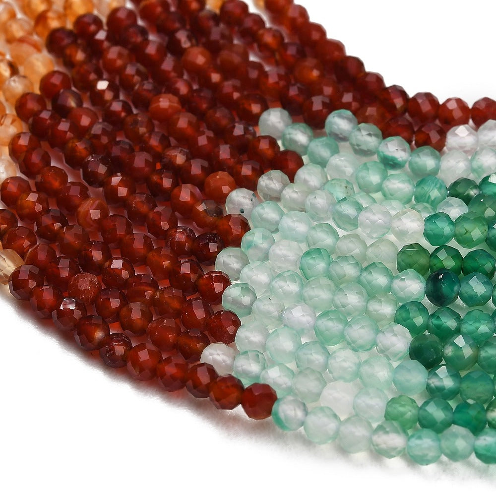 Agata Multicolori — Colori sfumati — Perline Sfaccettate 3mm | Filo ~38 cm