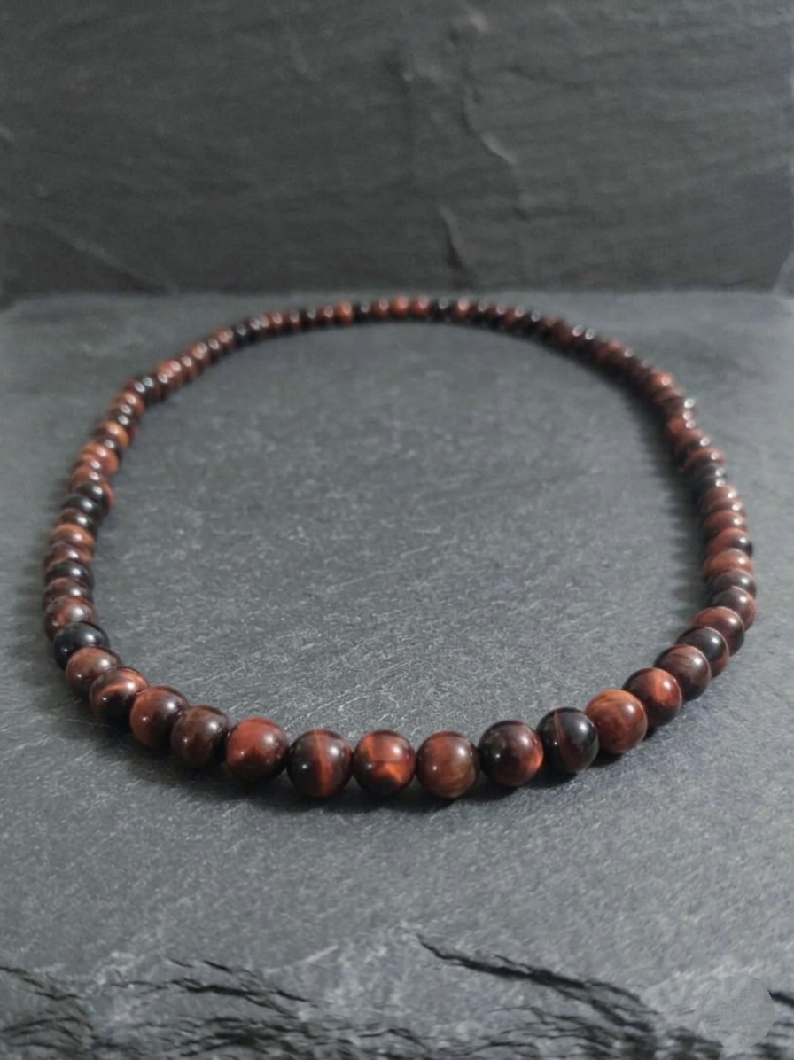 Red Tiger's Eye Mala Necklace — 8mm Beads | 75 cm