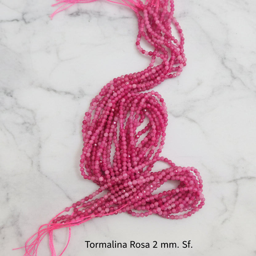 Natural Pink Tourmaline — Faceted Beads 2/3/4mm | Strand ~38 cm