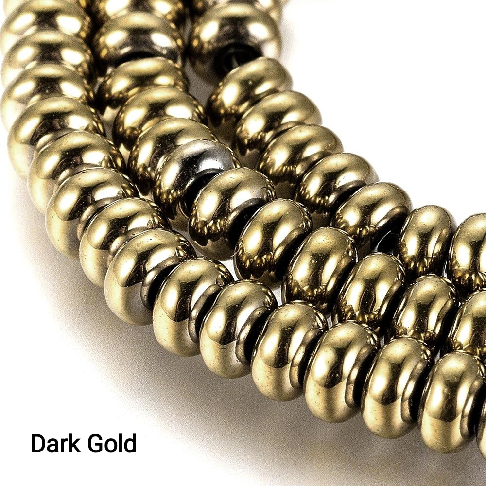 Ematite — Rondelle 4x2mm | Dark Gold, Light Gold, Rose Gold, Light Rose Gold, Golden, Platinum, Silver | Filo ~40 cm