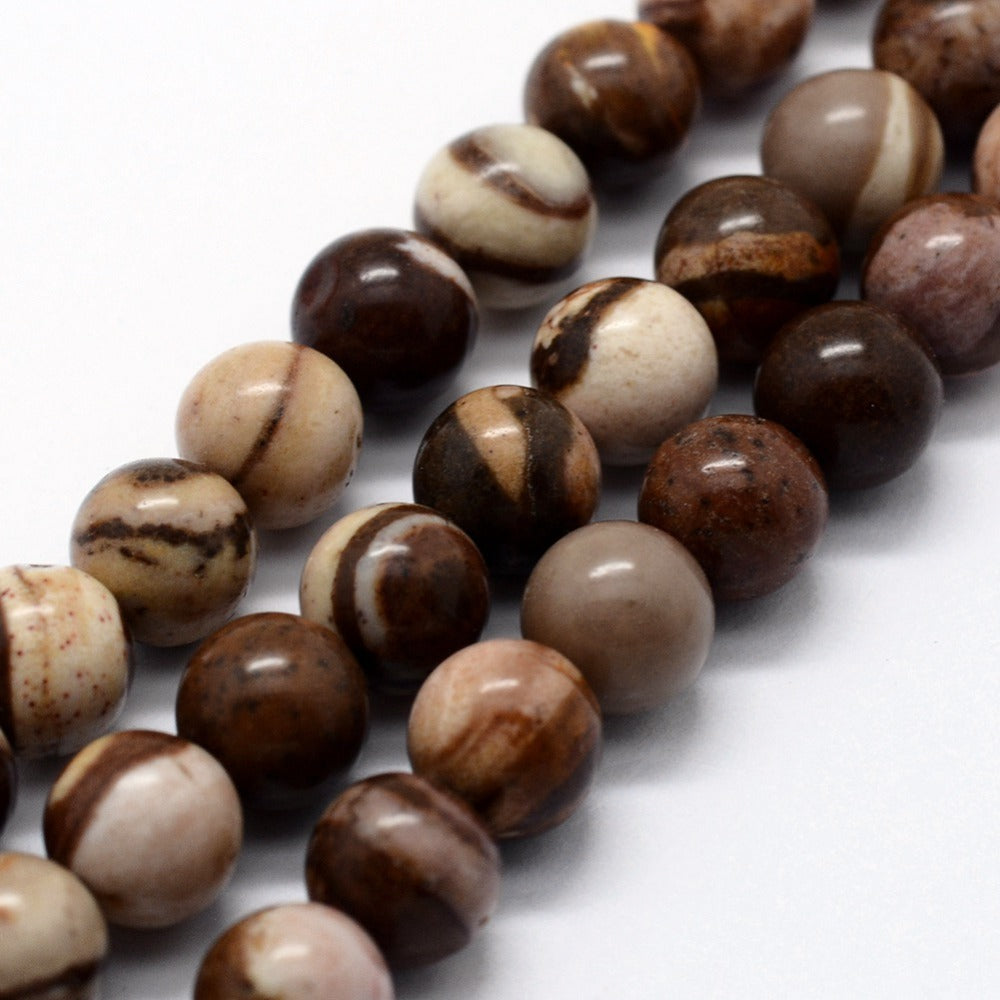 Zebra Jasper — Round Beads 6.5/8.5mm | Strand ~38 cm