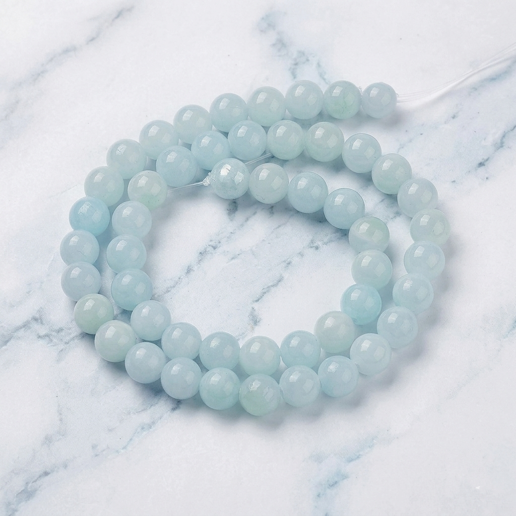 Natural Blue Jade — Round Beads 4mm | Strand ~39 cm