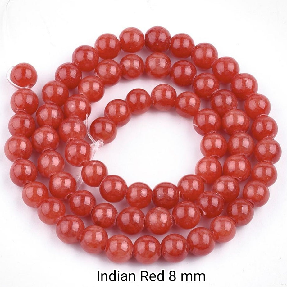Indian Red Natural Jade — Round Beads 6/8mm | Strand ~39 cm