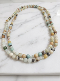 Long Necklace with Natural Flower Amazonite — Stones 4/8mm | 150 cm