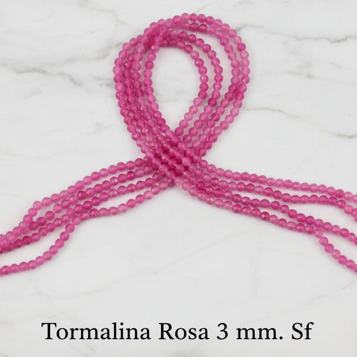 Natural Pink Tourmaline — Faceted Beads 2/3/4mm | Strand ~38 cm