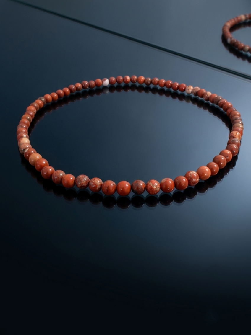 Collana di Diaspro Rosso — Perline Tonde 6mm | 45 o 50 cm