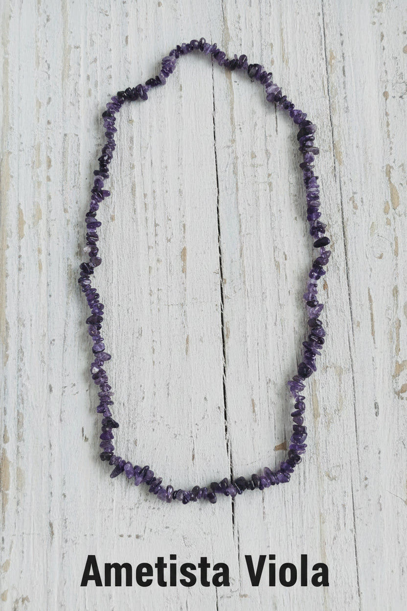 Collana Chips di Pietre Naturali — Ametista, Amazzonite, Fluorite, Lapislazzuli e molte altre | 80 cm