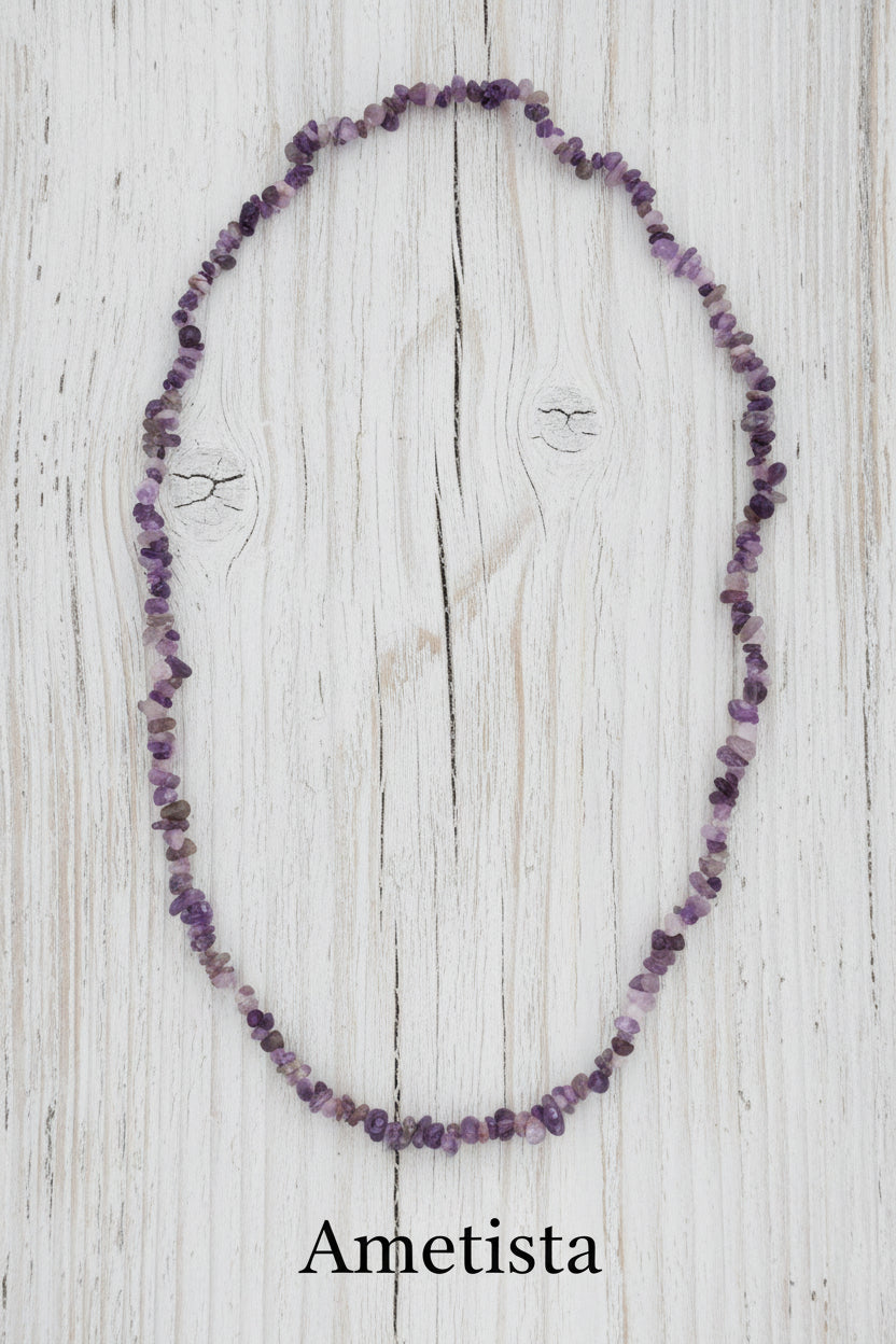 Collana Chips di Pietre Naturali — Ametista, Amazzonite, Fluorite, Lapislazzuli e molte altre | 80 cm