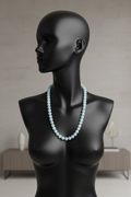 Natural Aquamarine Chalcedony Necklace — 10mm Beads | 75 cm