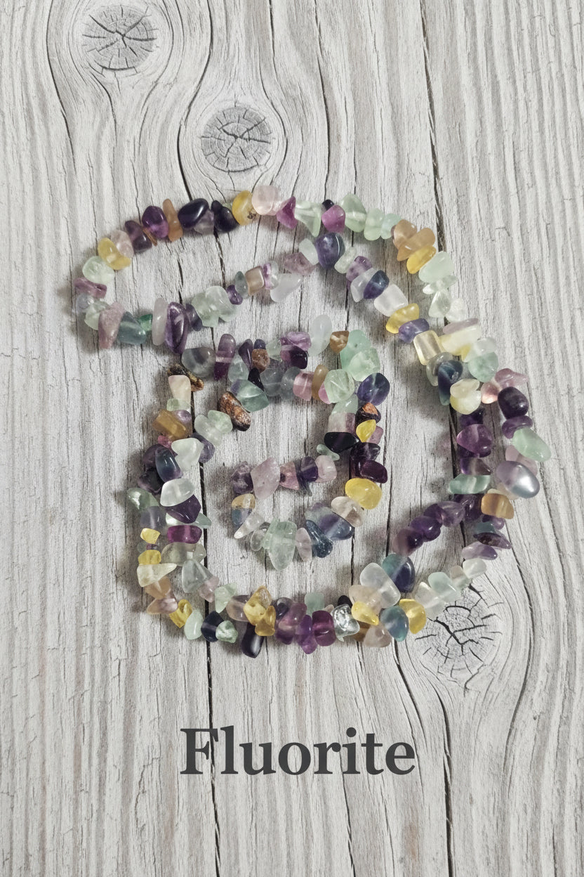 Collana Chips di Pietre Naturali — Ametista, Amazzonite, Fluorite, Lapislazzuli e molte altre | 80 cm