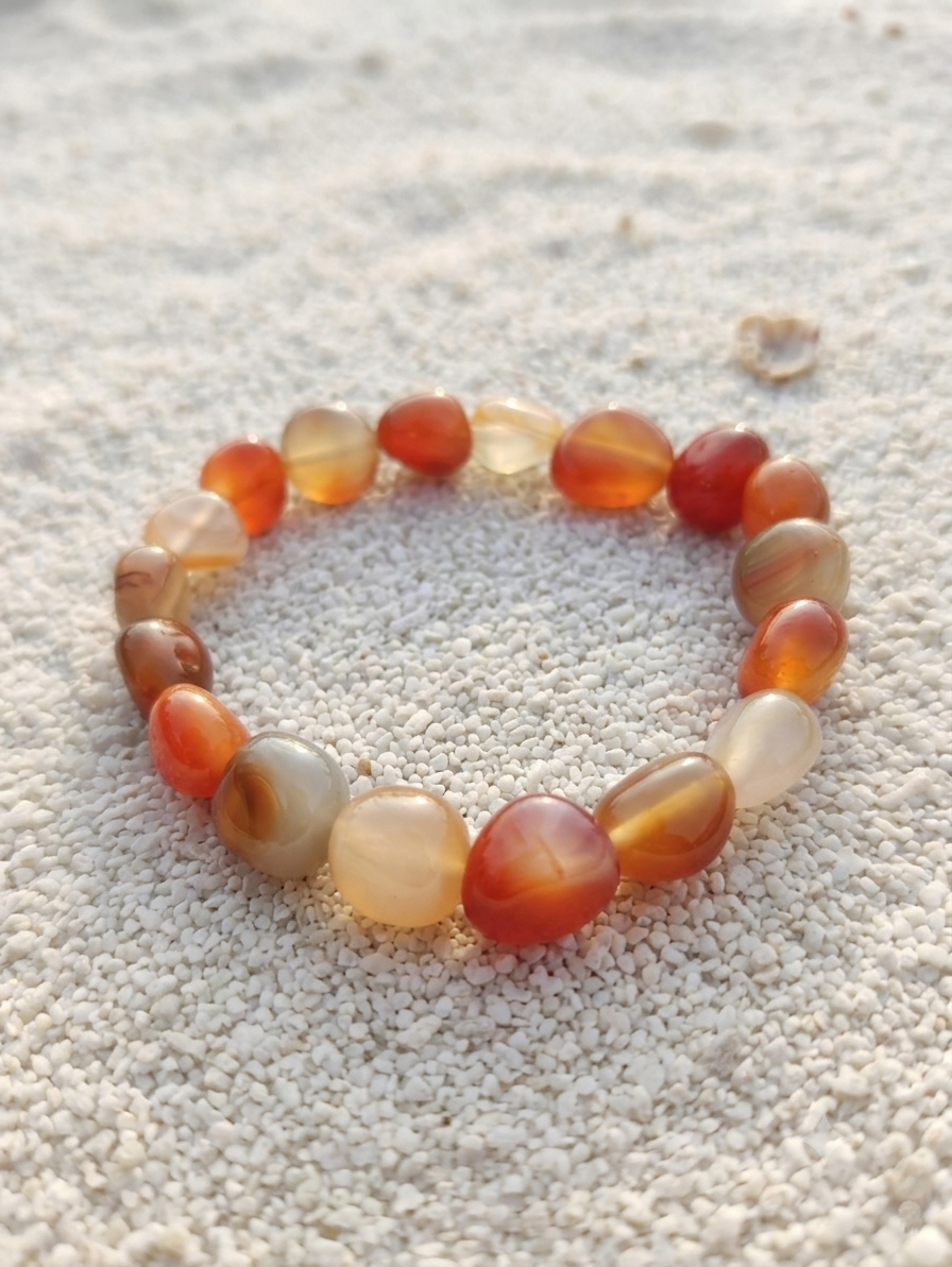 Bracciale di Agata Rossa del Brasile — Nuggets 10x12mm | 18-19 cm