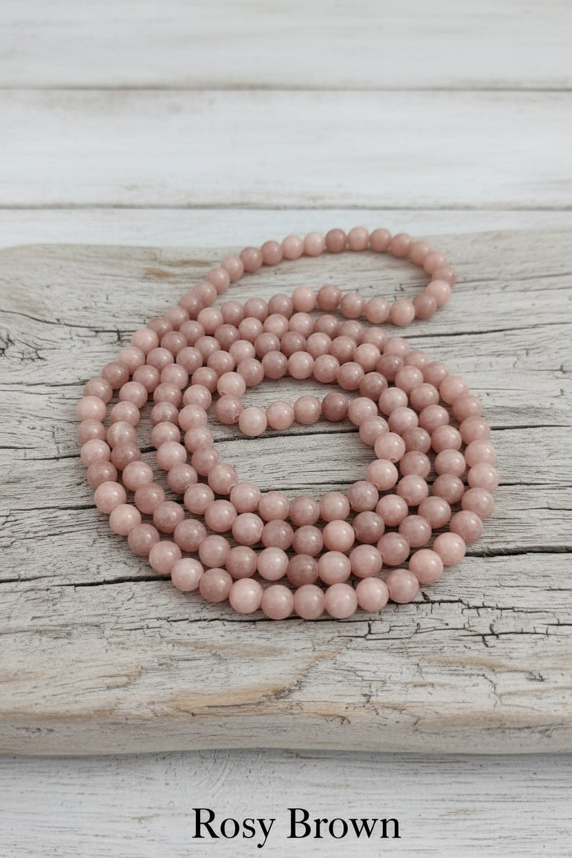 Long Necklace in 100% Natural Jade — 8mm Beads | Various Colors