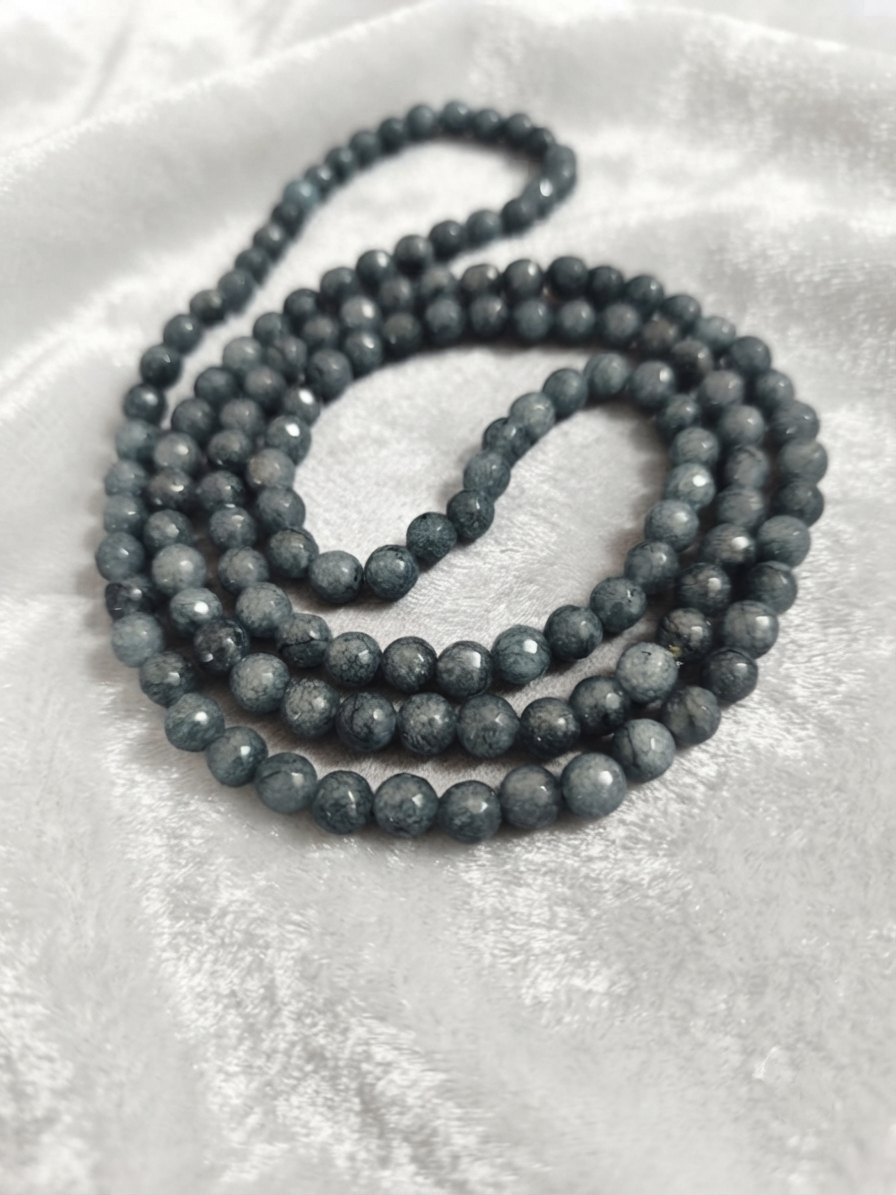 Collier en jade cadet bleu — Perles facettées 8 mm | 110 cm