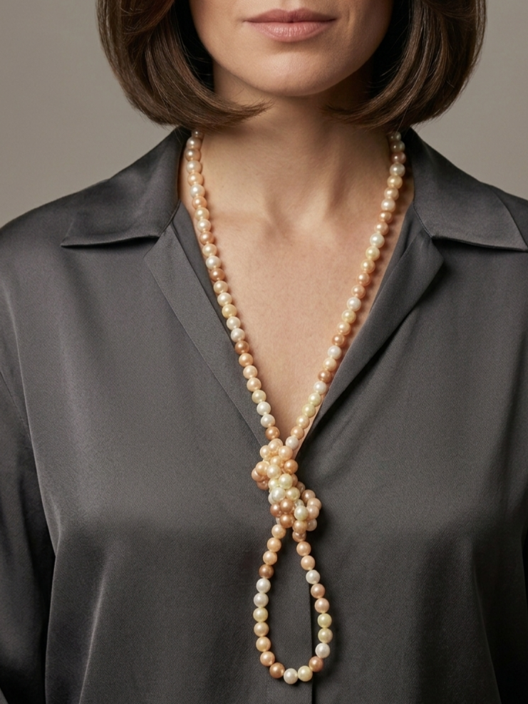Natural Mother-of-Pearl Bead Necklace — 8mm | 120 cm