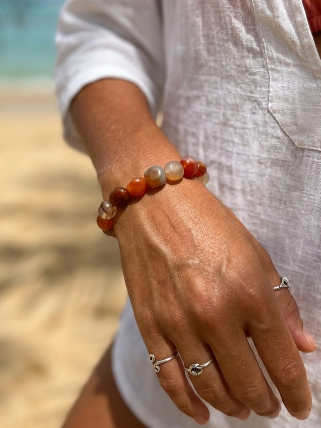 Bracciale di Agata Rossa del Brasile — Nuggets 10x12mm | 18-19 cm