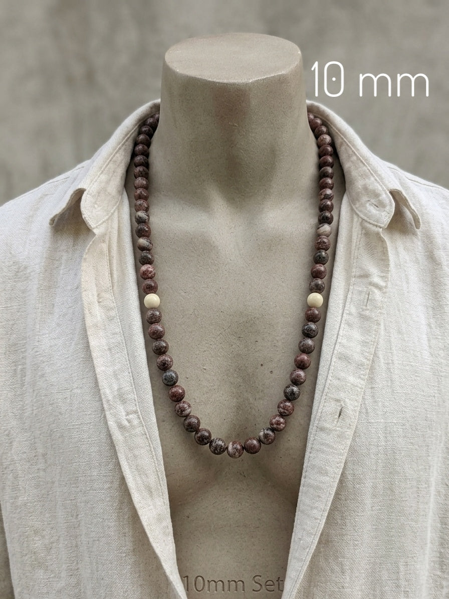 Brecciated Jasper Mala Necklace — 6/8/10mm Beads | 75 cm