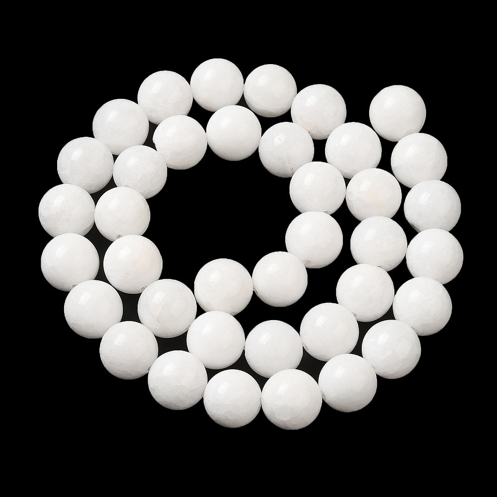 White Natural Jade — Round Beads 4/6/8mm | Strand ~39 cm