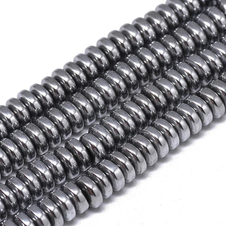 Ematite — Rondelle 6x2mm | Oro, Platino | Filo ~40 cm